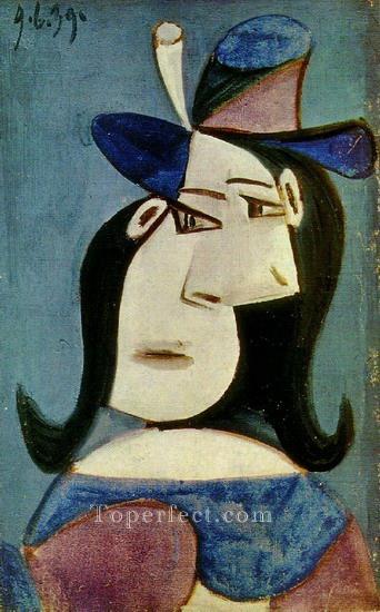 Buste de femme au chapeau 2 1939 Cubism Oil Paintings